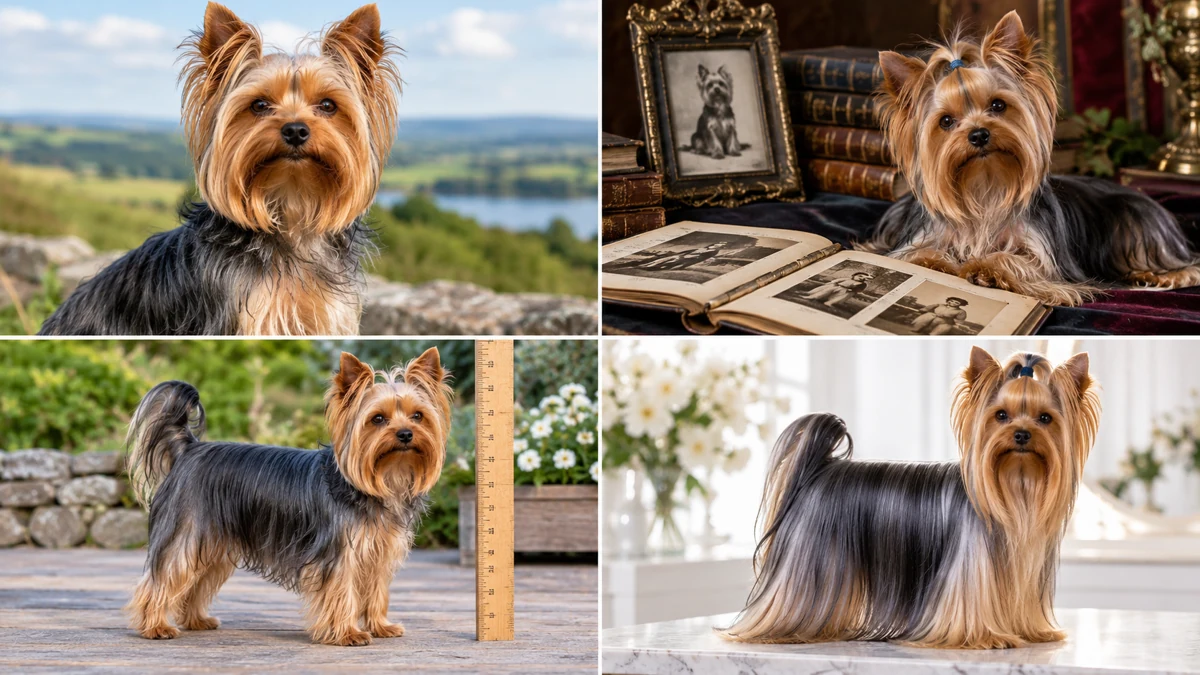 Yorkshire Terrier köpek — sahibinin kucağında